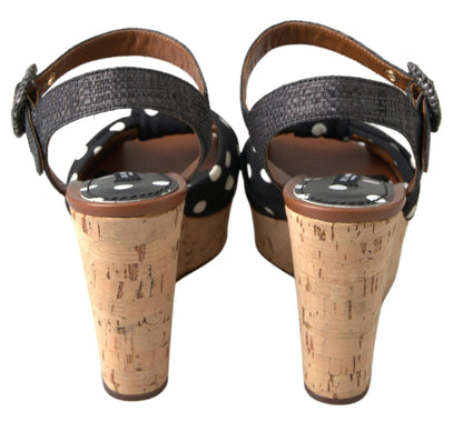 Dolce &amp; Gabbana Chic Polka-Dotted Ankle Strap Wedges