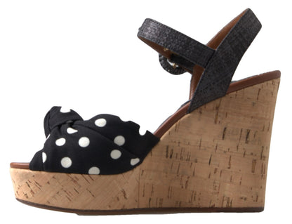 Dolce &amp; Gabbana Chic Polka-Dotted Ankle Strap Wedges