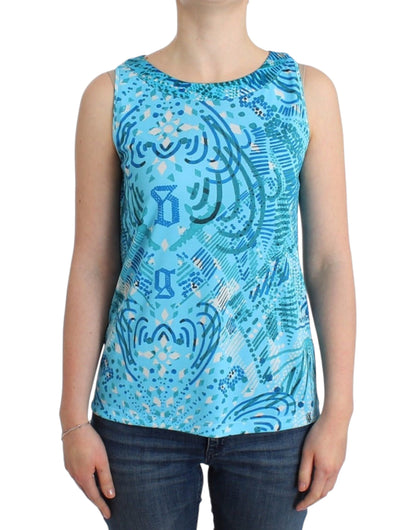 Blue John Galliano sleeveless top in polyester and silk