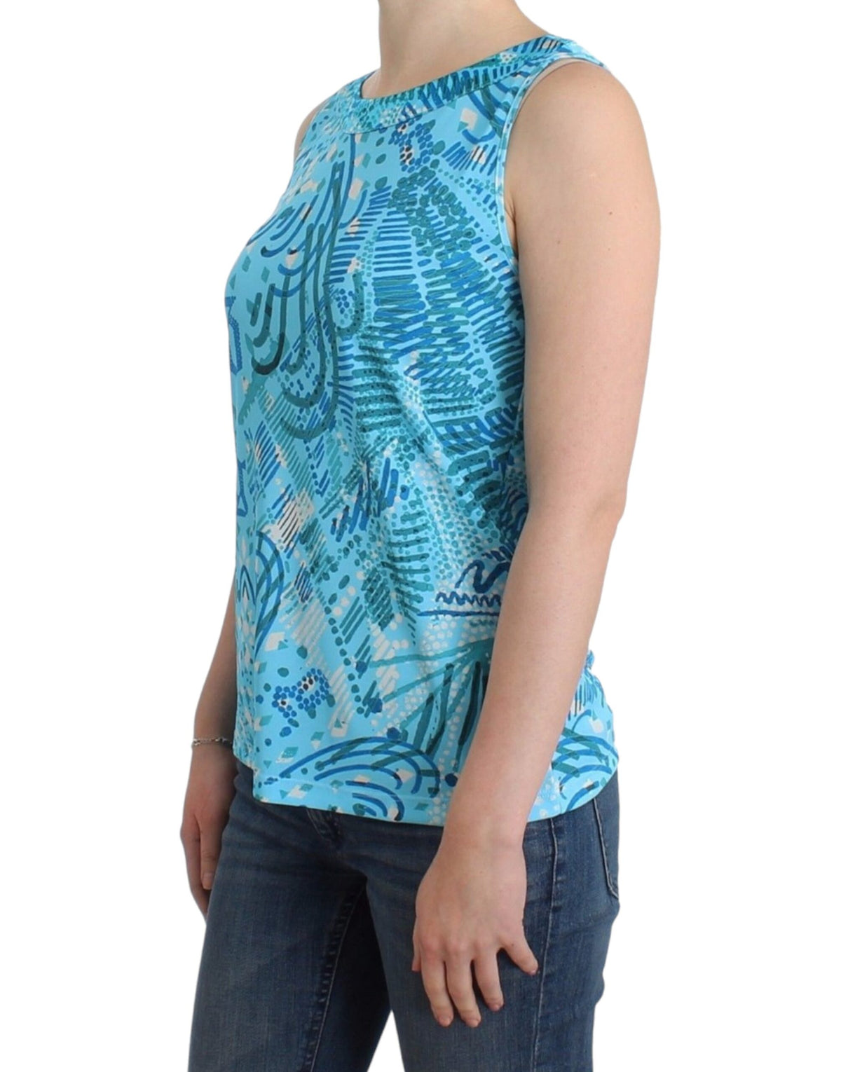 Blue John Galliano sleeveless top in polyester and silk