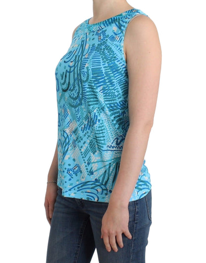 Blue John Galliano sleeveless top in polyester and silk