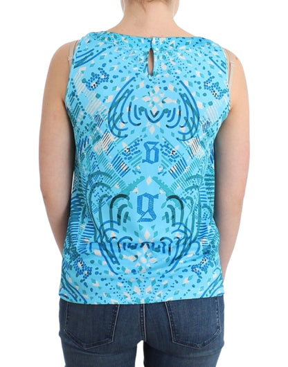 Blue John Galliano sleeveless top in polyester and silk