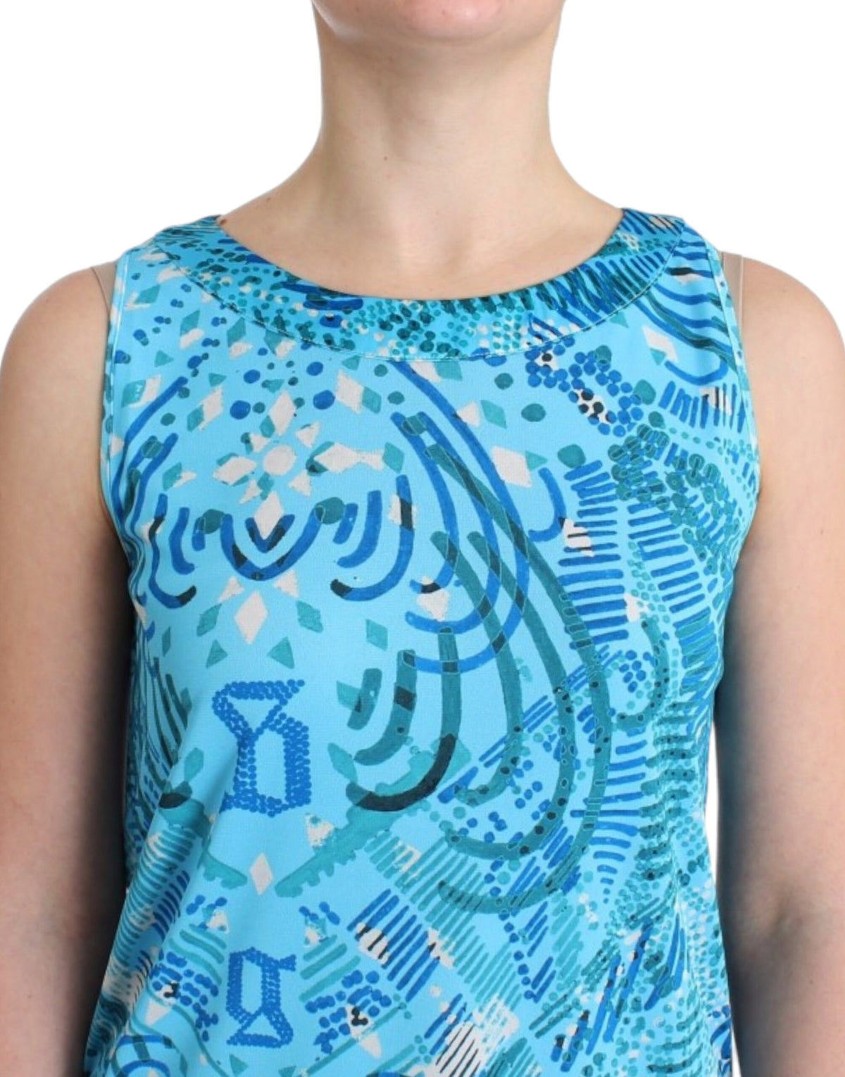 Blue John Galliano sleeveless top in polyester and silk