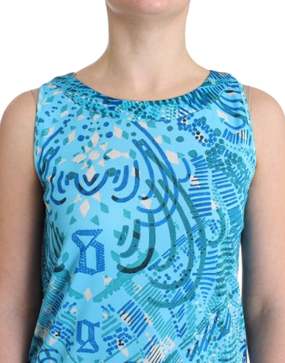 Blue John Galliano sleeveless top in polyester and silk