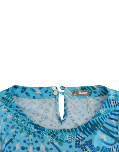 Blue John Galliano sleeveless top in polyester and silk