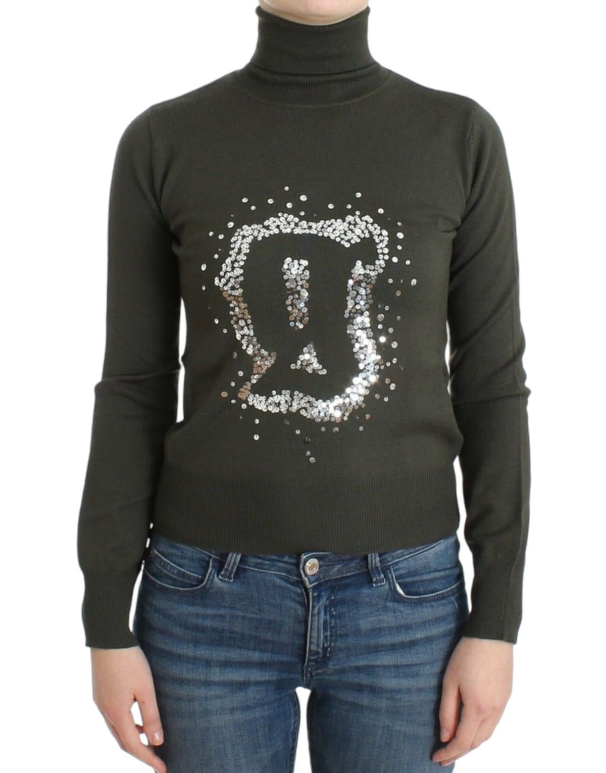 John Galliano green virgin wool turtleneck sweater