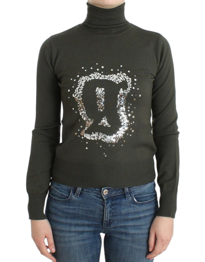 John Galliano green virgin wool turtleneck sweater