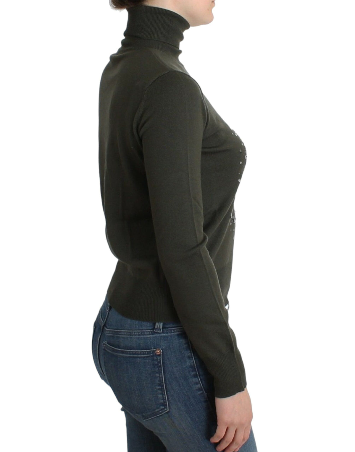 John Galliano green virgin wool turtleneck sweater