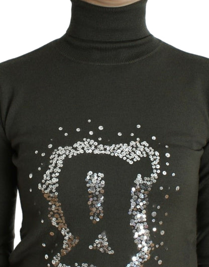 John Galliano green virgin wool turtleneck sweater