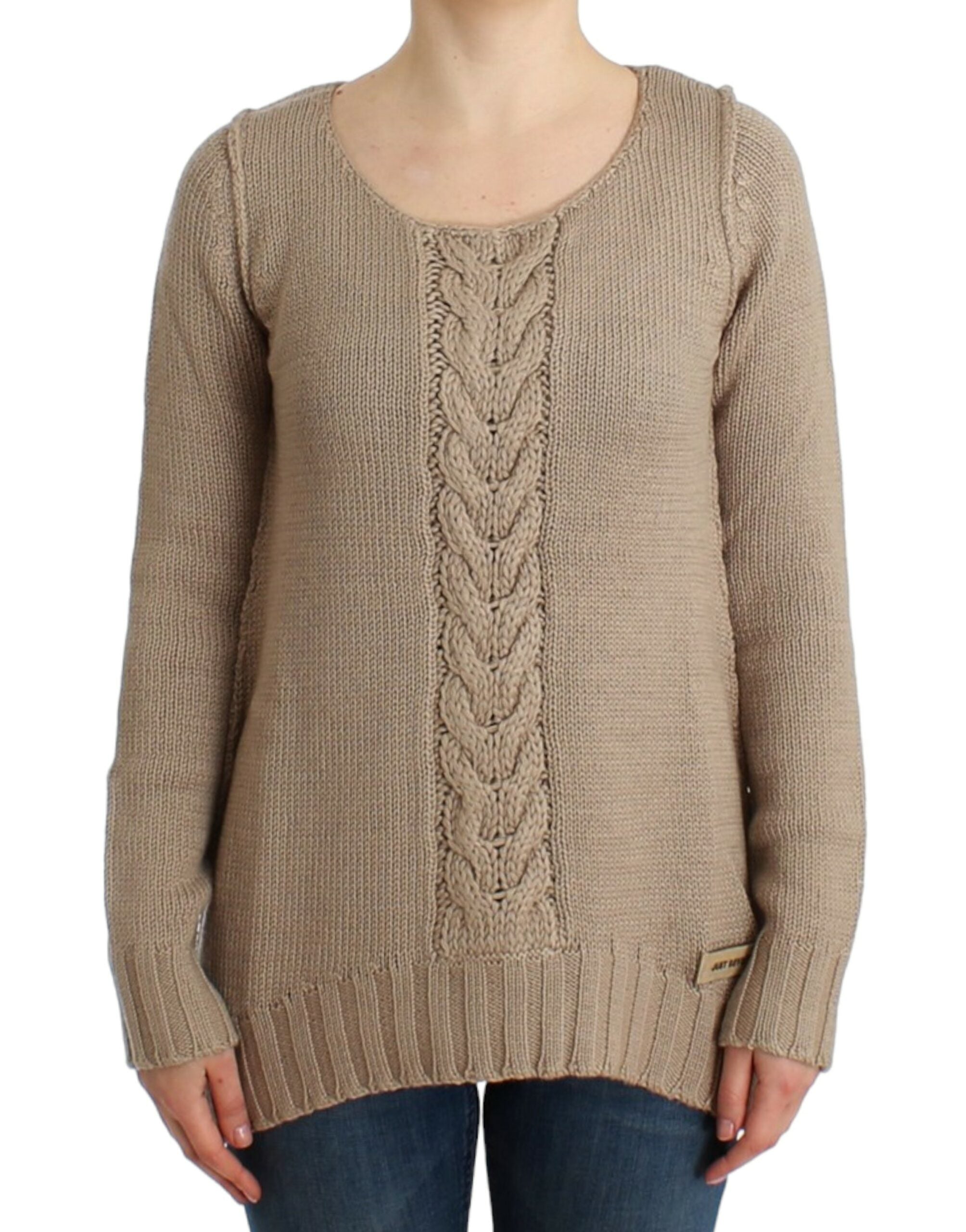 Beige knitted Class Roberto Cavalli sweater in wool and acrylic