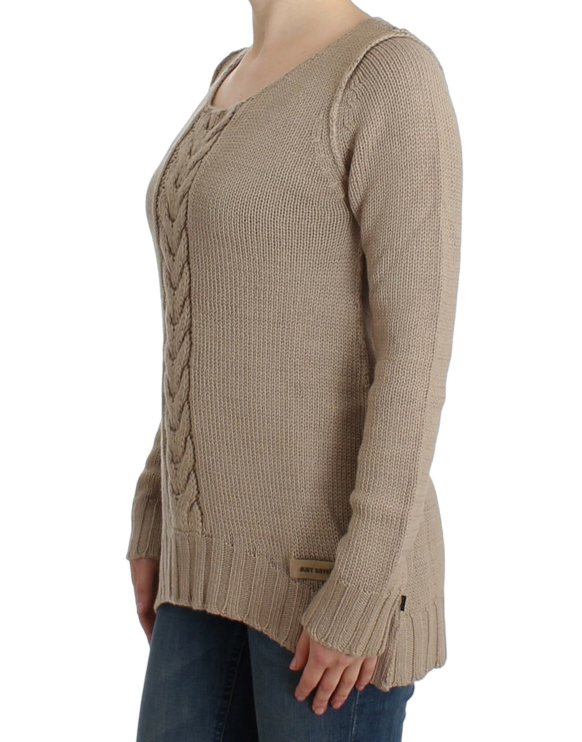 Beige knitted Class Roberto Cavalli sweater in wool and acrylic