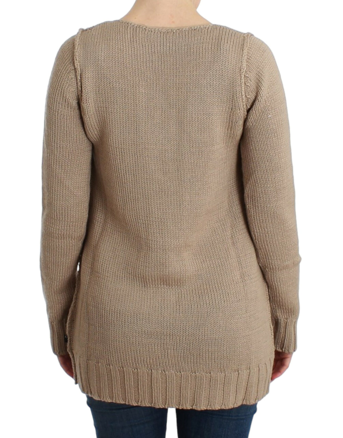 Beige knitted Class Roberto Cavalli sweater in wool and acrylic
