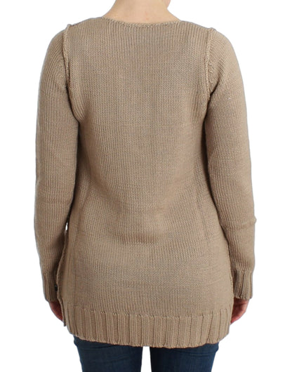 Beige knitted Class Roberto Cavalli sweater in wool and acrylic