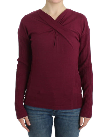 Class Roberto Cavalli purple knitted virgin wool sweater