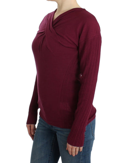 Class Roberto Cavalli purple knitted virgin wool sweater