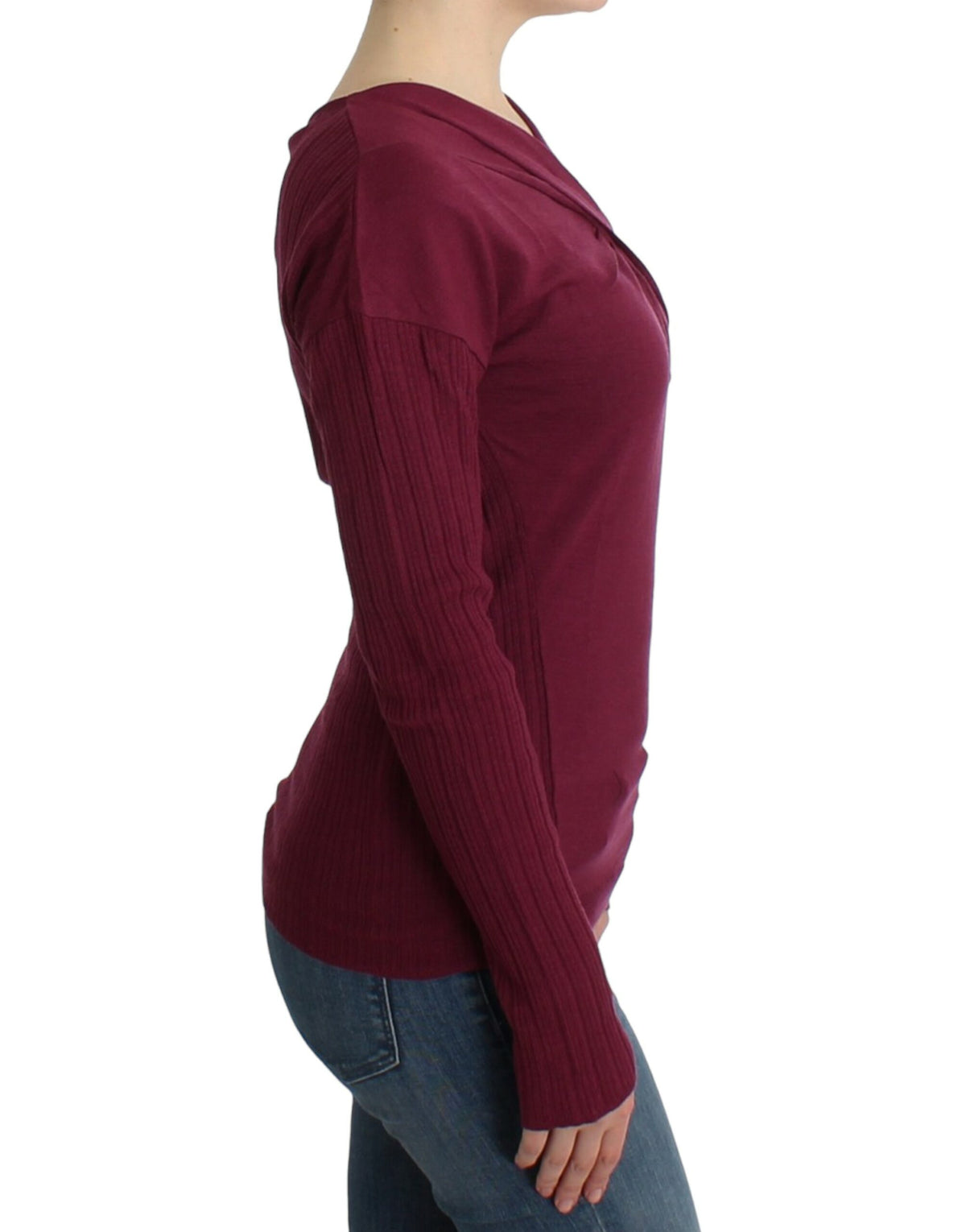 Class Roberto Cavalli purple knitted virgin wool sweater