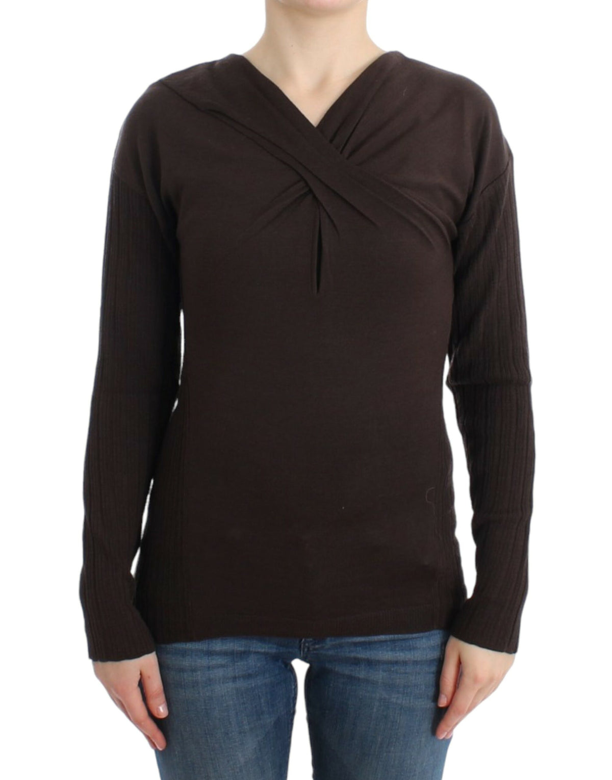 Class Roberto Cavalli brown virgin wool knitted sweater