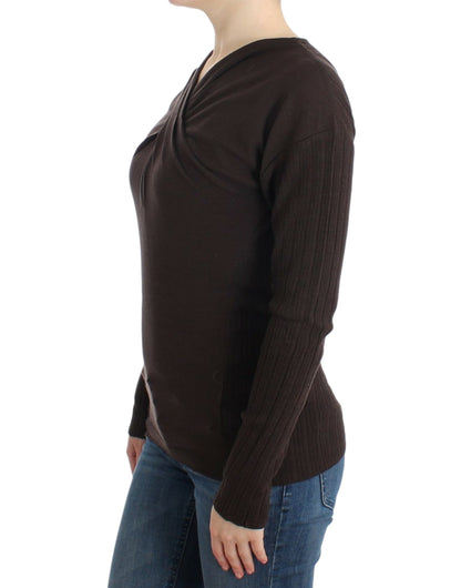 Class Roberto Cavalli brown virgin wool knitted sweater