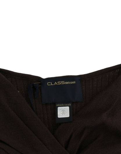 Class Roberto Cavalli brown virgin wool knitted sweater