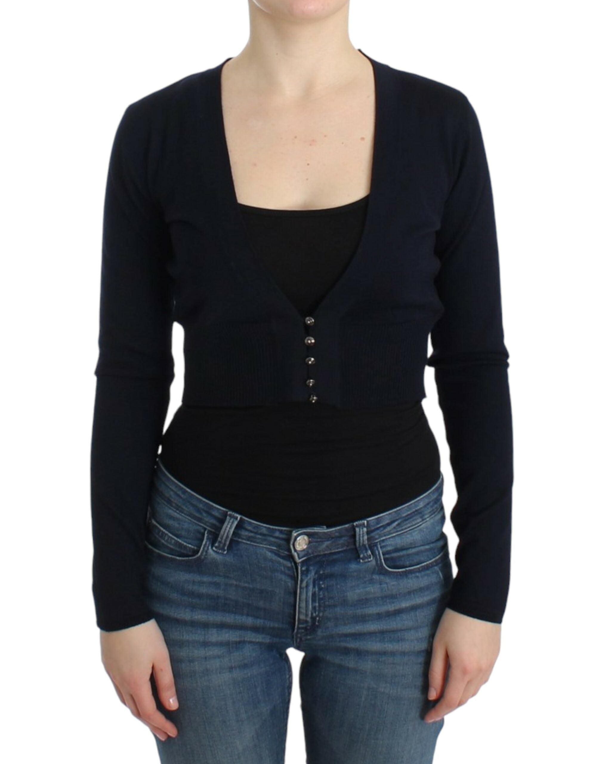 Black Class Roberto Cavalli cropped cardigan in virgin wool