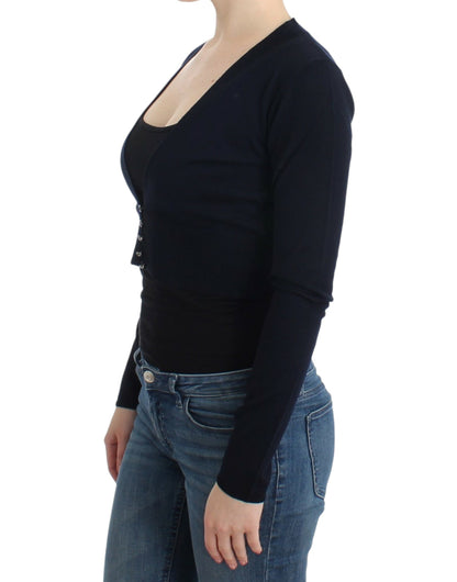 Black Class Roberto Cavalli cropped cardigan in virgin wool