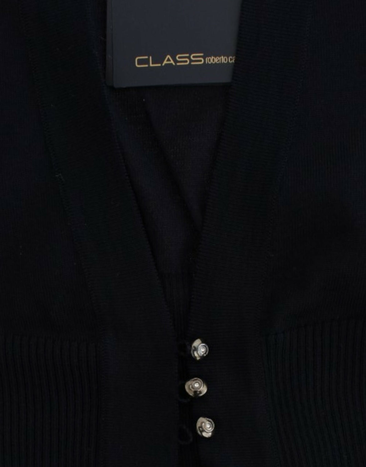 Black Class Roberto Cavalli cropped cardigan in virgin wool