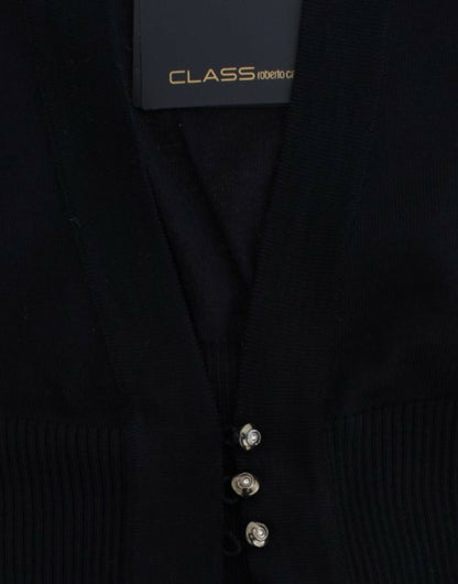 Black Class Roberto Cavalli cropped cardigan in virgin wool