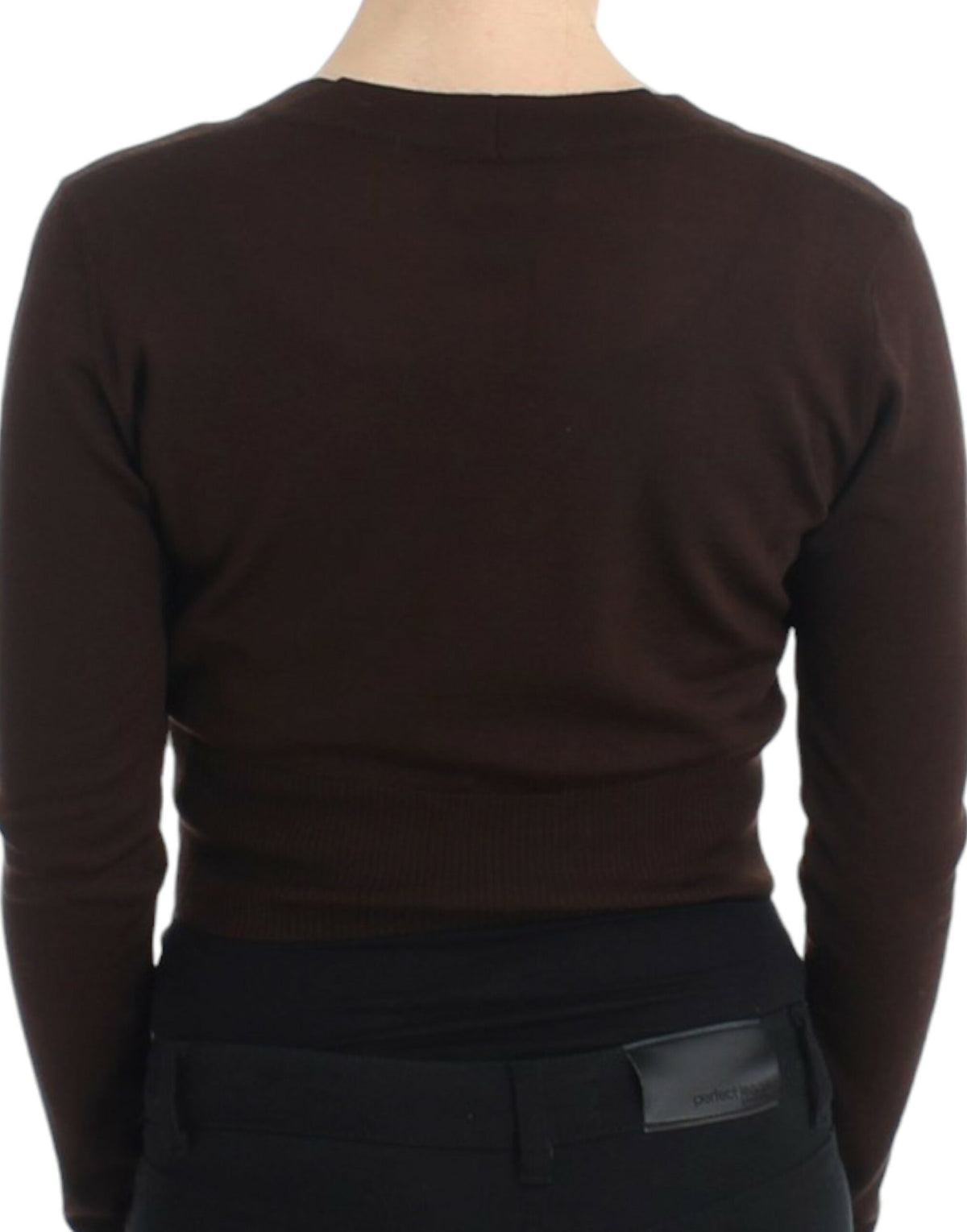 Class Roberto Cavalli Brown Cropped Virgin Wool Cardigan