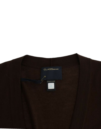 Class Roberto Cavalli Brown Cropped Virgin Wool Cardigan