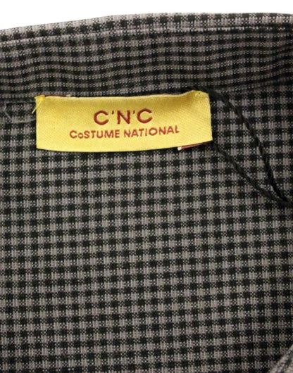 Gray checked casual linen-blend shirt from Costume National C’N’C