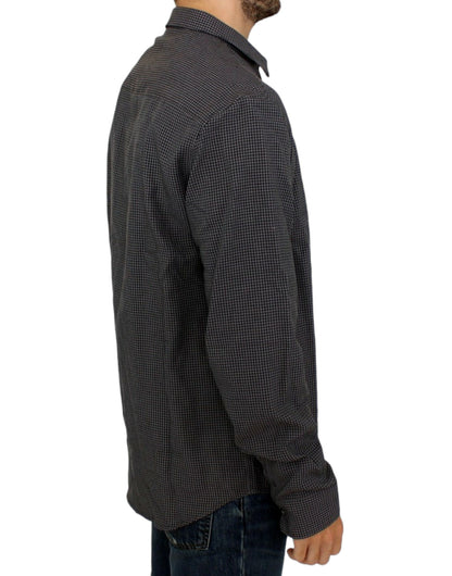 Gray checked casual linen-blend shirt from Costume National C’N’C