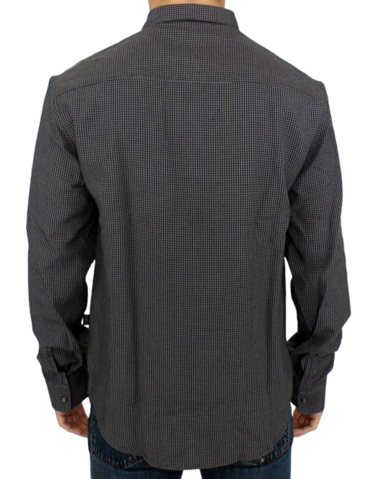 Gray checked casual linen-blend shirt from Costume National C’N’C