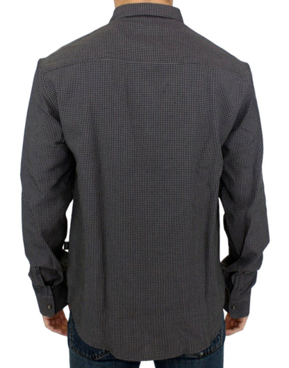 Gray checked casual linen-blend shirt from Costume National C’N’C