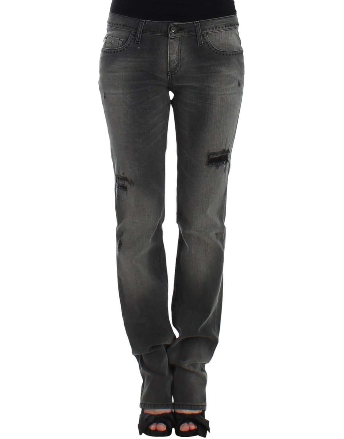 Gray C’N’C Costume National straight leg jeans in cotton and elastane