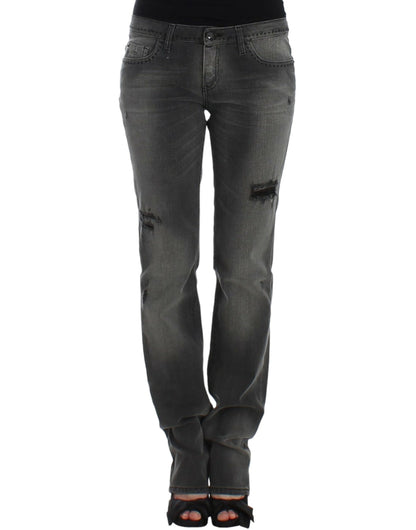 Gray C’N’C Costume National straight leg jeans in cotton and elastane
