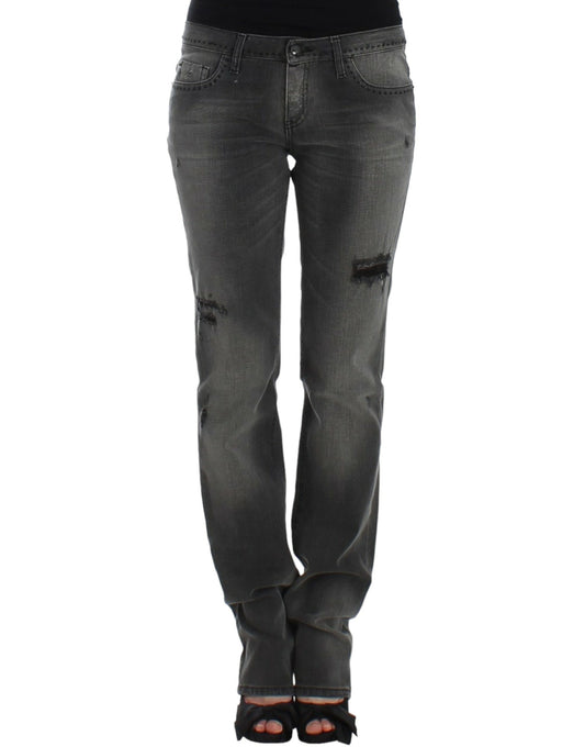 Gray C’N’C Costume National straight leg jeans in cotton and elastane