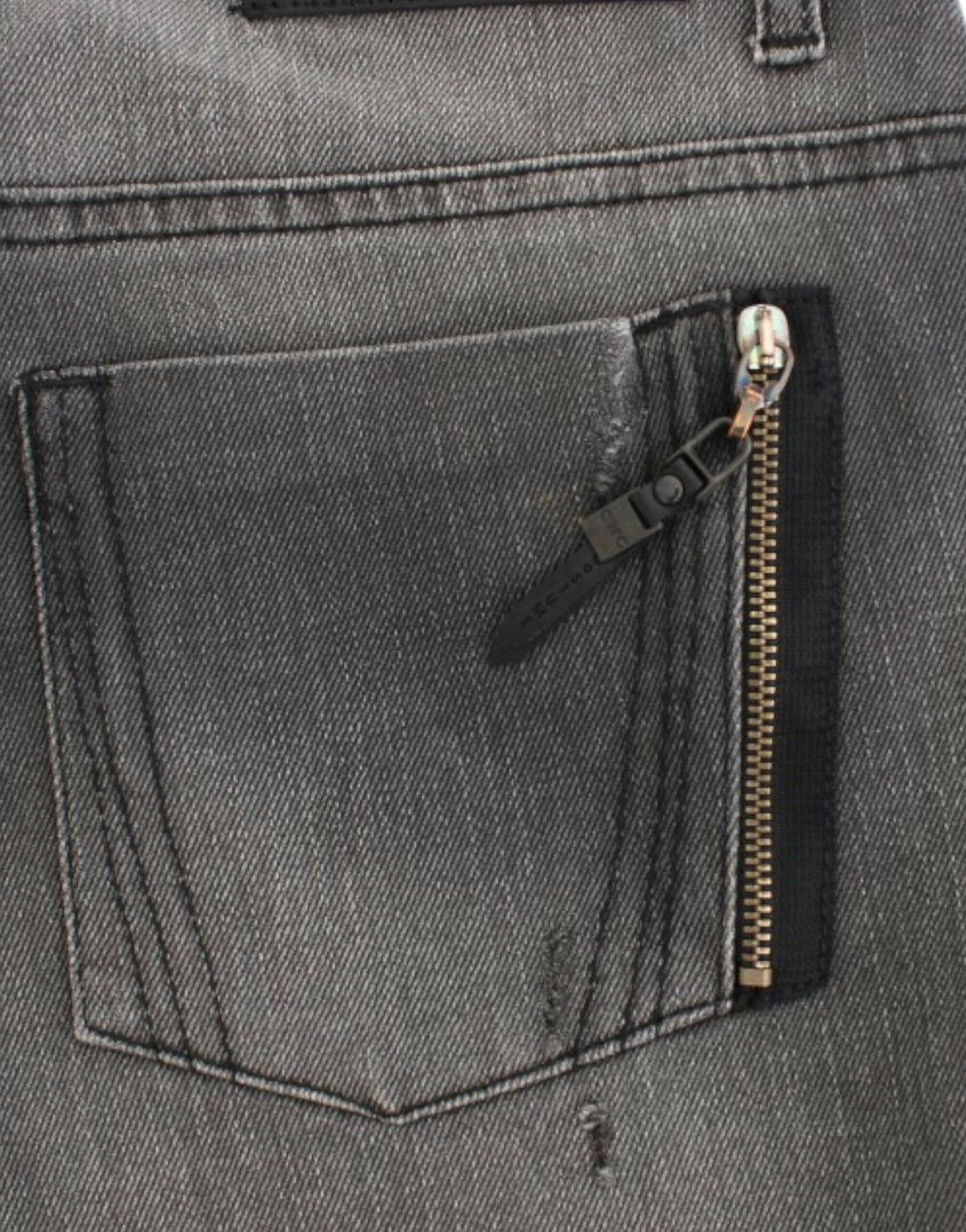 Gray C’N’C Costume National straight leg jeans in cotton and elastane