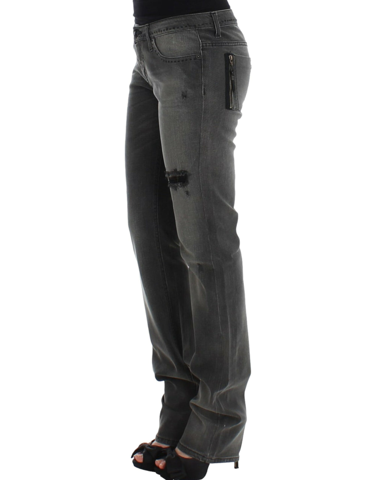 Gray C’N’C Costume National straight leg jeans in cotton and elastane