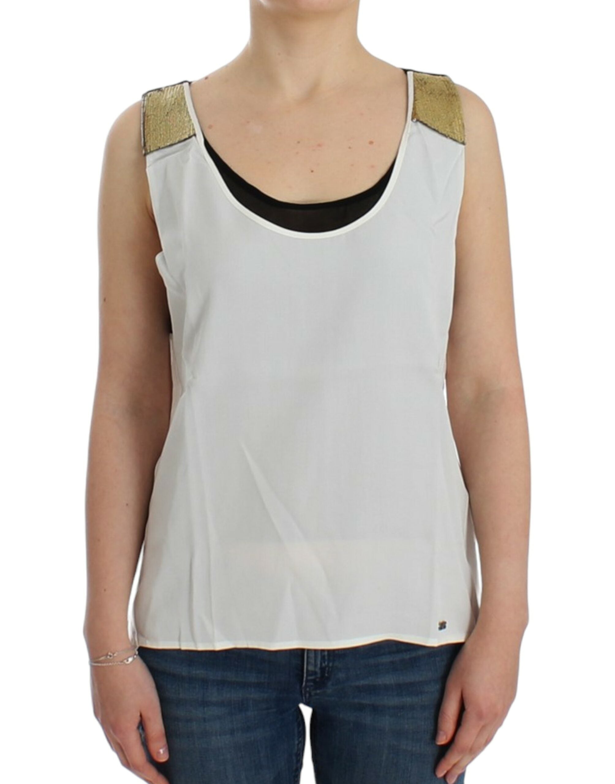 C’N’C Costume National white sleeveless top in lyocell