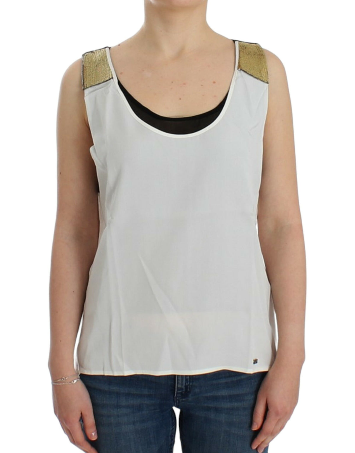 C’N’C Costume National white sleeveless top in lyocell