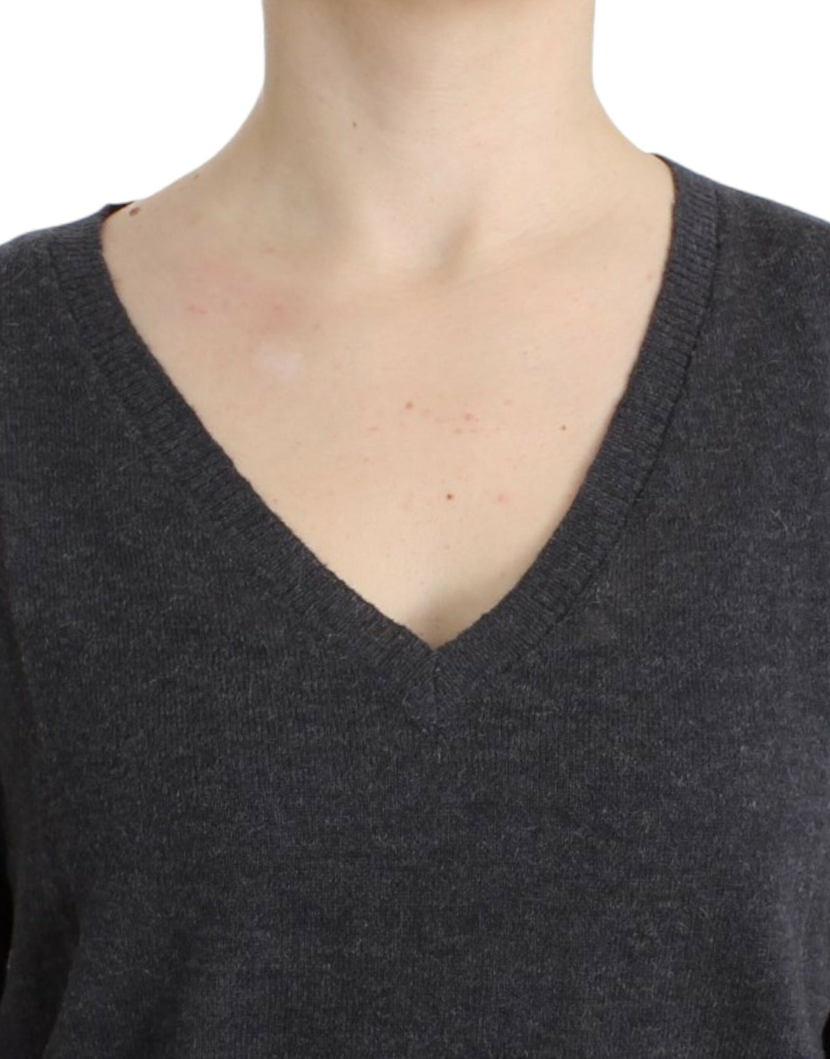 Gray and orange Costume National C’N’C short-sleeved sweater in alpaca, wool and nylon