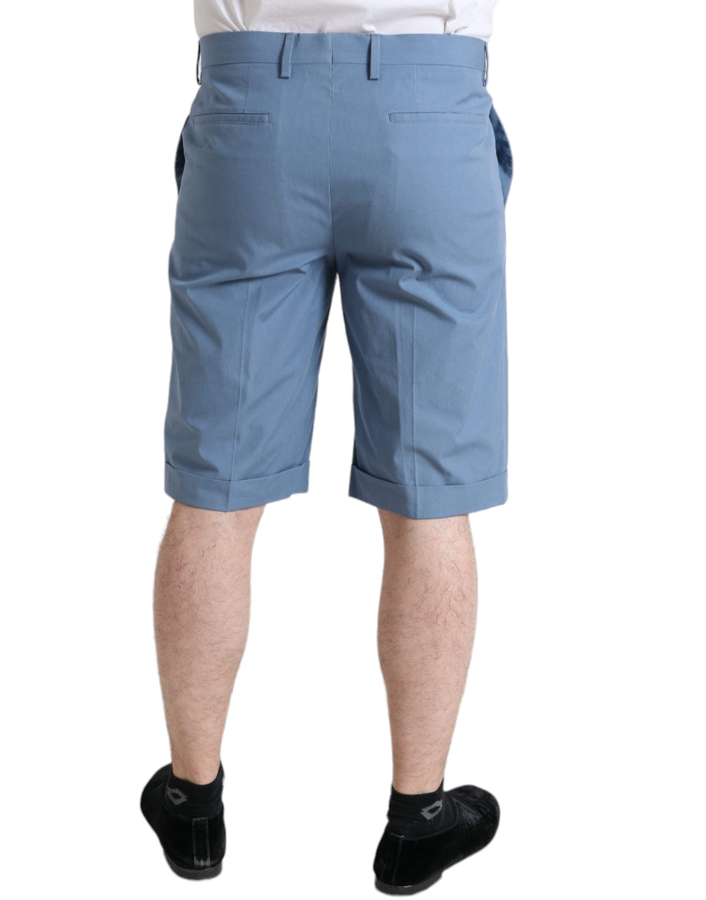 Dolce &amp; Gabbana Sky Blue Cotton Folded Hem Men Bermuda Shorts
