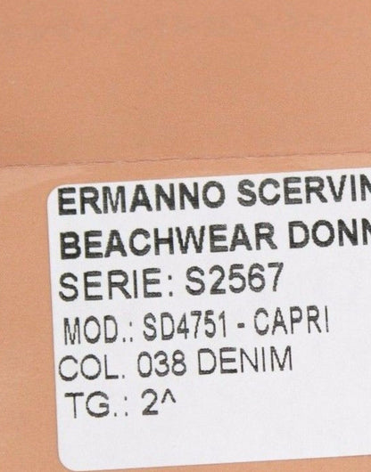 Blue Ermanno Scervino Beachwear Capri Jeans in Cotton, Nylon and Elastane