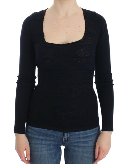 Ermanno Scervino blue knitted wool-blend sweater