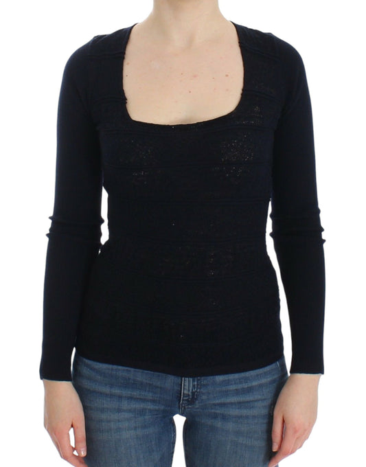 Ermanno Scervino blue knitted wool-blend sweater