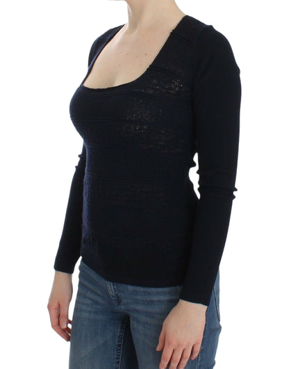 Ermanno Scervino blue knitted wool-blend sweater