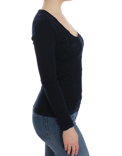 Ermanno Scervino blue knitted wool-blend sweater