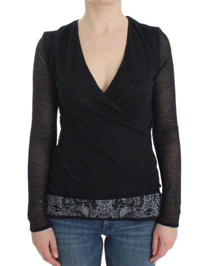 Ermanno Scervino black stretch wool-blend sweater