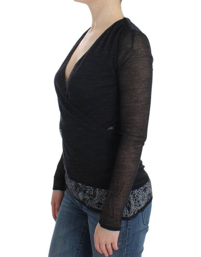 Ermanno Scervino black stretch wool-blend sweater