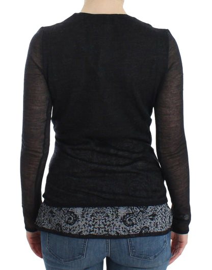 Ermanno Scervino black stretch wool-blend sweater